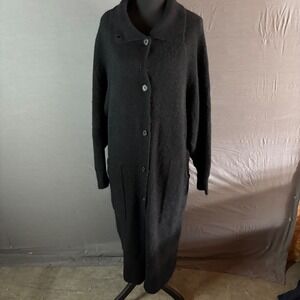 The Group Babaton Black Button Front Long Knit Cardigan Sweater Coat Alpaca S